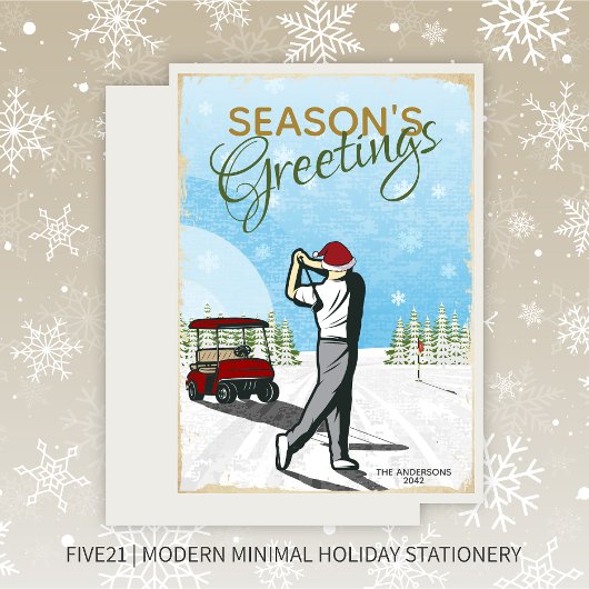 Elegant  geïnspireerd golfkerst feestdagenkaart