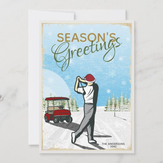 Elegant  geïnspireerd golfkerst feestdagenkaart (Voorkant)