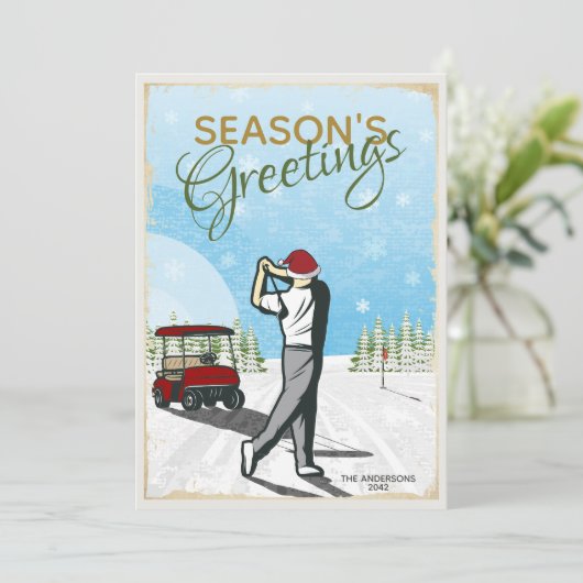 Elegant  geïnspireerd golfkerst feestdagenkaart (Staand voorkant)