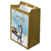 Elegant  geïnspireerd golfkerst medium cadeauzakje (Voorkant Gekanteld)