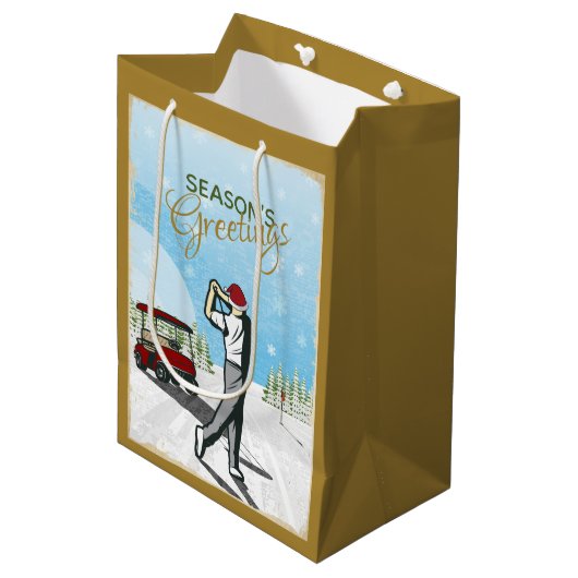 Elegant  geïnspireerd golfkerst medium cadeauzakje (Voorkant Gekanteld)