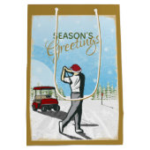 Elegant  geïnspireerd golfkerst medium cadeauzakje (Achterkant)