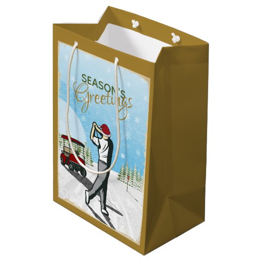 Elegant  geïnspireerd golfkerst medium cadeauzakje (Achterkant Gekanteld)