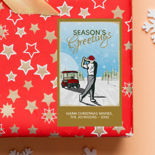 Elegant geïnspireerd golfkerst rechthoekige sticker