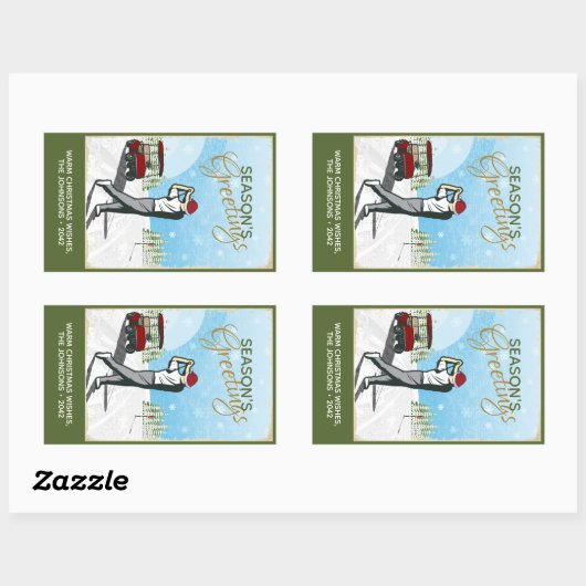 Elegant  geïnspireerd golfkerst rechthoekige sticker (Vel)