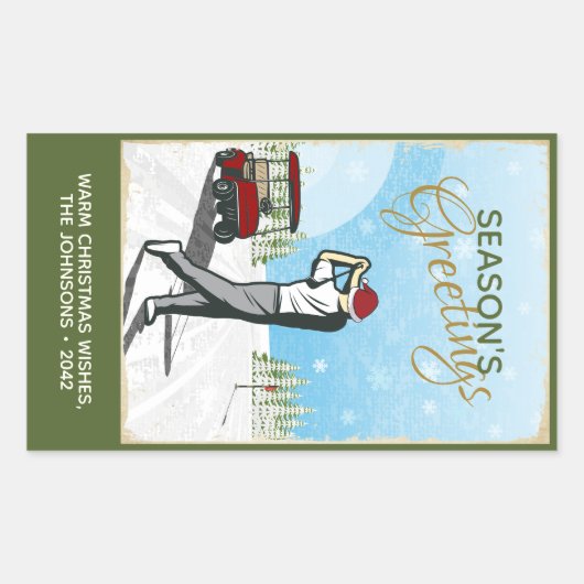 Elegant  geïnspireerd golfkerst rechthoekige sticker (Voorkant)