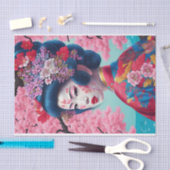Elegant Geisha en Cherry Blossom tissuepapier (Craft)