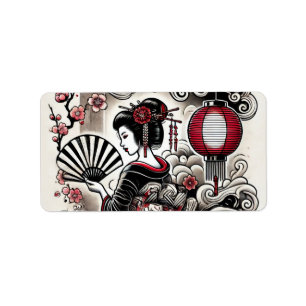 Elegant Geisha Retour Adreslabel Etiket
