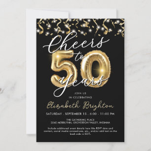 Elegant gejuich voor 50 Years Script Balloon Confe Kaart