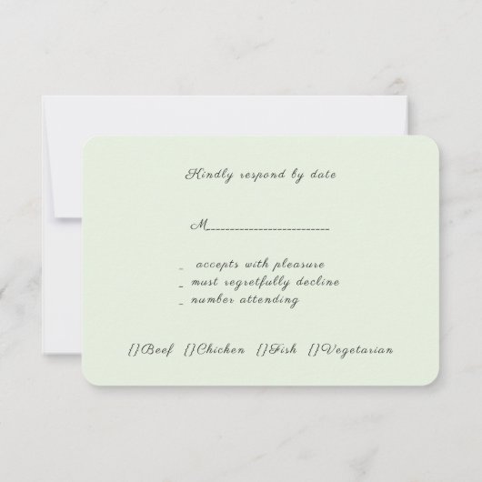 Elegant, gekanaliseerd bos, bosgrond bruiloft RSVP kaartje (Achterkant)
