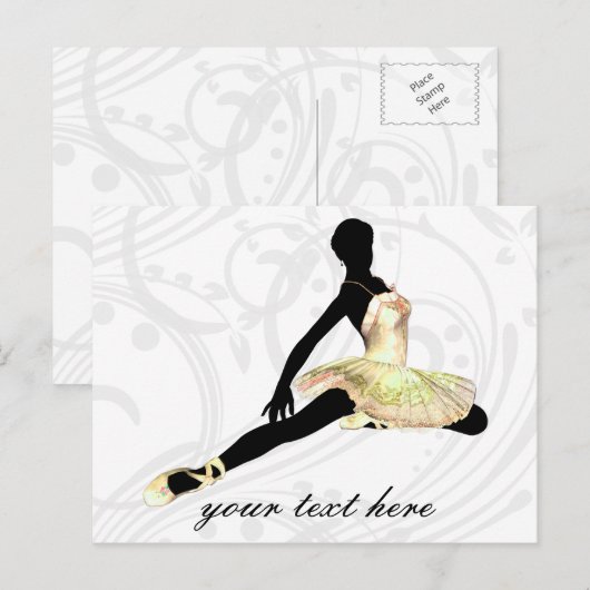 elegant gekleed ballerina in ivoor briefkaart (Voorkant / Achterkant)
