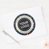 Elegant gekleurd feathers Uw Logo Slogan Ronde Sticker (Envelop)