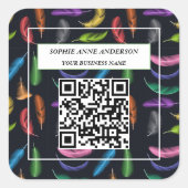 Elegant gekleurd feathers Uw Logo Slogan Vierkante Sticker (Voorkant)