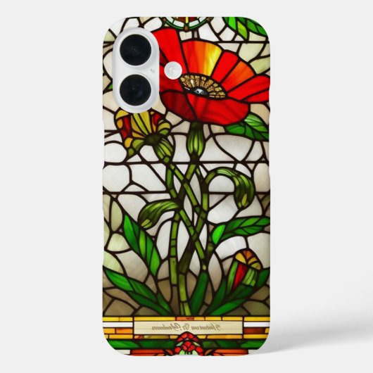 Elegant gekleurd glas rode bloem Case-Mate iPhone case (Achterkant)