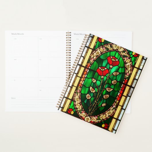 Elegant gekleurd glas Rode Bloem Planner (Display)