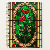 Elegant gekleurd glas Rode Bloem Planner (Voorkant)