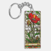 Elegant gekleurd glas Rode Bloem Sleutelhanger (Voorkant Links)