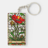 Elegant gekleurd glas Rode Bloem Sleutelhanger (achterkant)