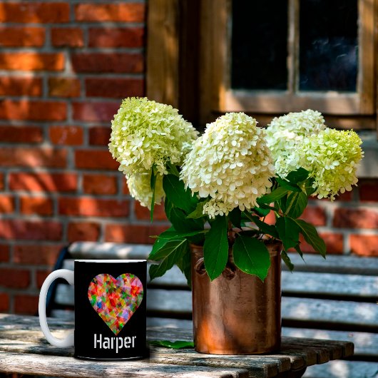 Elegant gekleurd hart zwarte Mok met tweetone koff