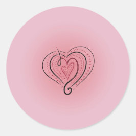 Elegant gelaagd zwart en rood hart op roze Sticker