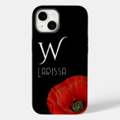 Elegant gelapte rode papaver op zwart Case-Mate iPhone case (Achterkant)