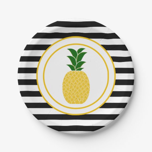 Elegant gele ananas papieren bordje (Voorkant)