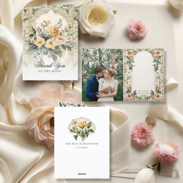 Elegant Gele Bloemen Victoriaans bruiloft Briefpap Aankondiging