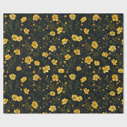 Elegant gele boterbloem patroon cadeaupapier (Vlak)