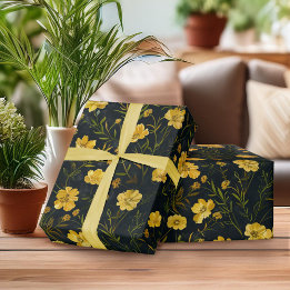 Elegant gele boterbloem patroon cadeaupapier