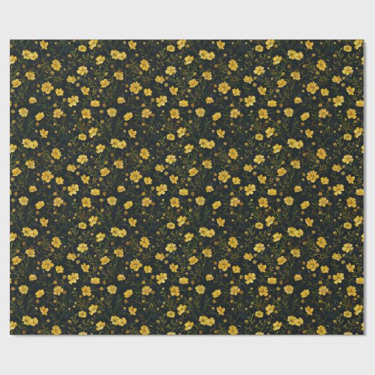 Elegant gele boterbloem patroon cadeaupapier (Vlak)