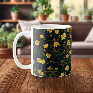 Elegant gele boterbloem patroon koffiemok