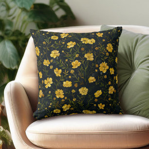 Elegant gele boterbloem patroon kussen