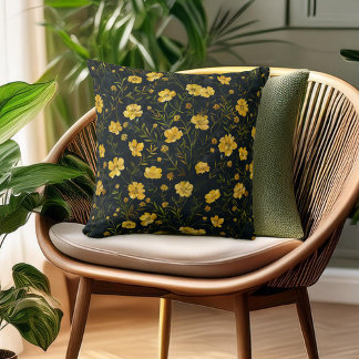 Elegant gele boterbloem patroon kussen