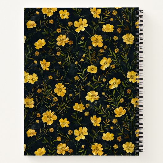 Elegant gele boterbloem patroon notitieboek (Achterkant)