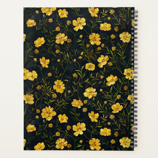 Elegant gele boterbloem patroon planner (Achterkant)