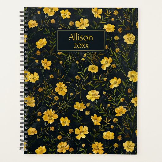 Elegant gele boterbloem patroon planner (Voorkant)