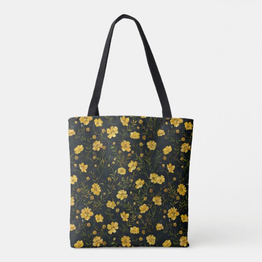 Elegant gele boterbloem patroon tote bag (Achterkant)