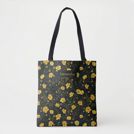 Elegant gele boterbloem patroon tote bag (Voorkant)