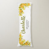 Elegant gele en oranje bloemen lichaamskussen (Voorkant Verticaal)