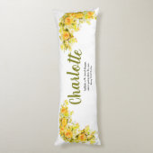 Elegant gele en oranje bloemen lichaamskussen (Achterkant (Verticaal))