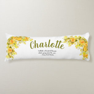 Elegant gele en oranje bloemen lichaamskussen