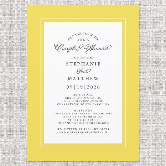 Elegant gele en witte bruiloft — stelletjes kaart