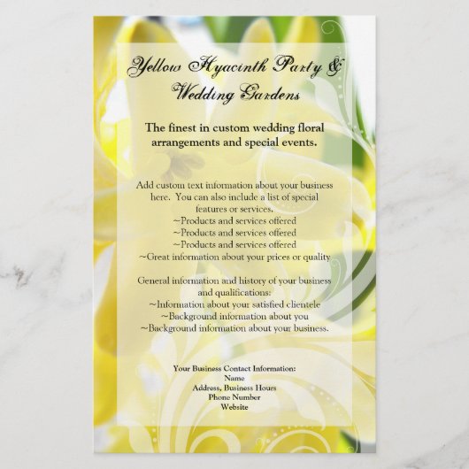 Elegant gele hyacinth met witte wervelkolom flyer (Voorkant)