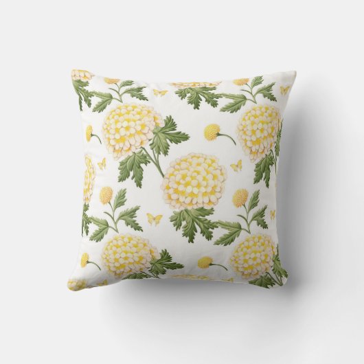 Elegant gele Hydragea bloemen patroon Kussen (Achterkant)