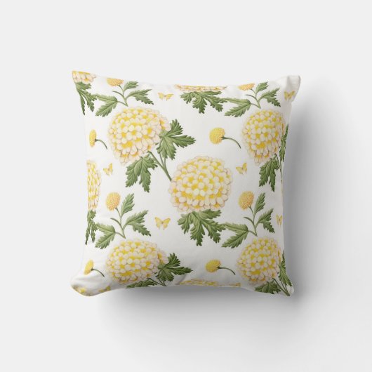 Elegant gele Hydragea bloemen patroon Kussen (Voorkant)