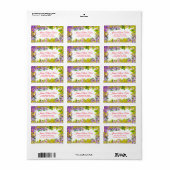 Elegant gele Paarse roze bloemen Etiket (Full Sheet)