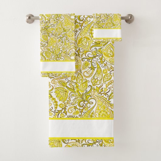 Elegant gele paisley bad handdoek (Insitu)
