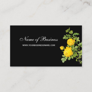 Elegant Gele Rose Bloemen Professioneel Zwart Visitekaartje