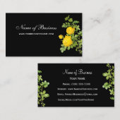 Elegant Gele Rose Bloemen Professioneel Zwart Visitekaartje (Voorkant / Achterkant)