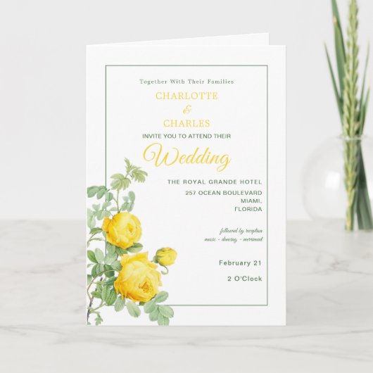 Elegant  Gele Roses Weddenschap (Voorkant)